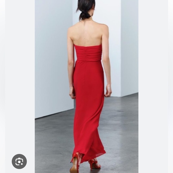 ZARA RUCHED STRAPLESS DRESS - Picture 5 of 8
